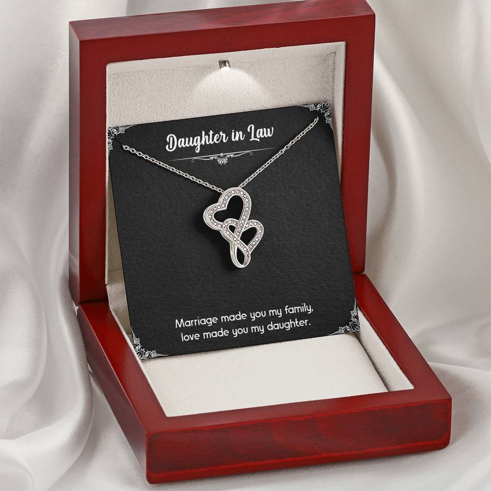 To My Daughter-in-law Gifts, Love Made You My Daughter, Double Heart Necklace For Women, Birthday Present Idea From Mother-in-law