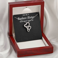 Load image into Gallery viewer, To My Badass Sister Gifts, Keep That Shit Up, Double Heart Necklace For Women, Birthday Present Idea From Sister
