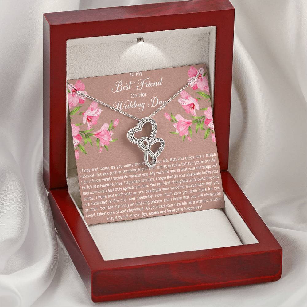 Bride Gifts, I Hope You Enjoy Every Single Moment, Double Heart Necklace For Women, Wedding Day Thank You Ideas From Best Friend