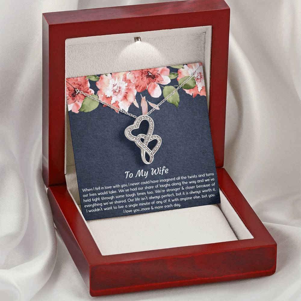 To My Wife, When I Fell In Love With You, Double Heart Necklace For Women, Anniversary Birthday Gifts From Husband