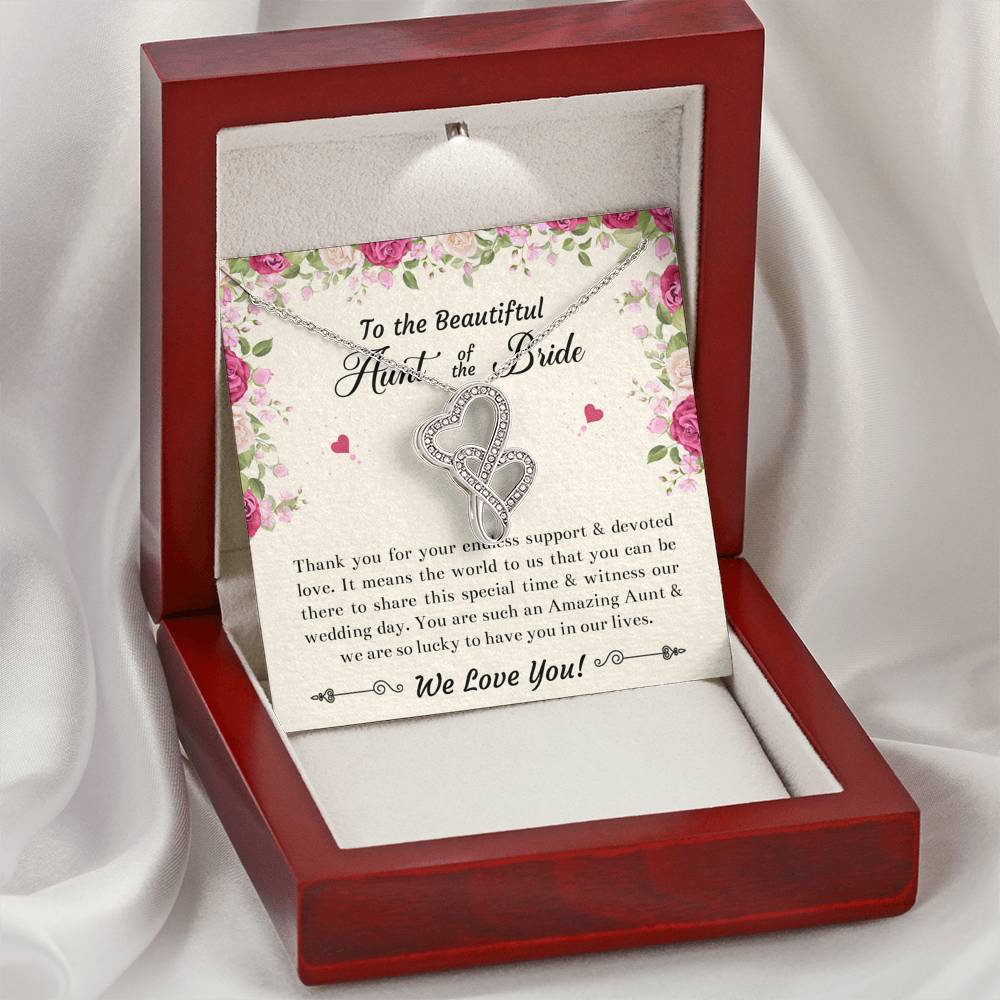 Aunt of the Bride Gifts, Thank You For Your Support, Double Heart Necklace For Women, Wedding Day Thank You Ideas From Bride
