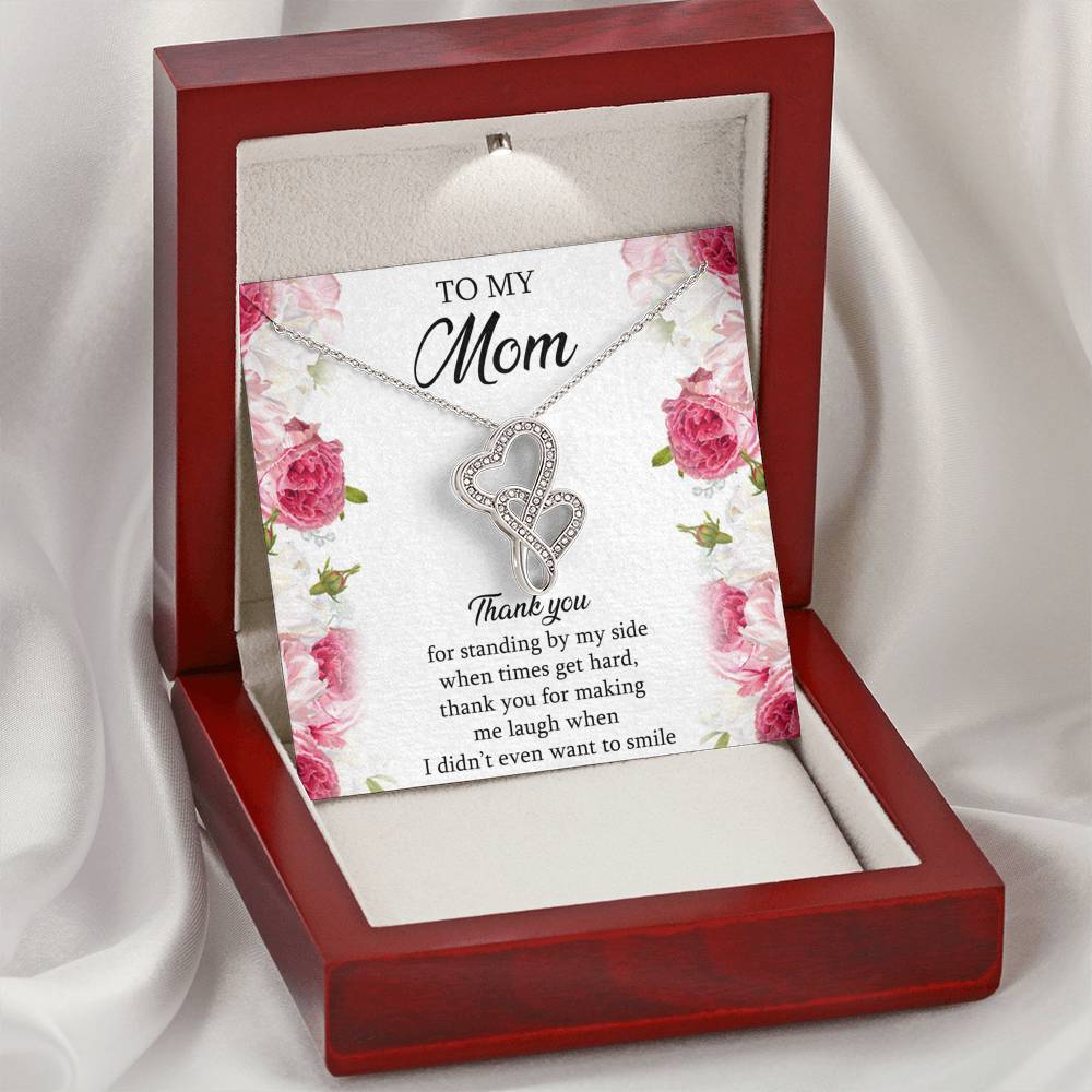 To My Mom Gifts, Thank You For Standing By My Side, Double Heart Necklace For Women, Birthday Mothers Day Present From Son Daughter
