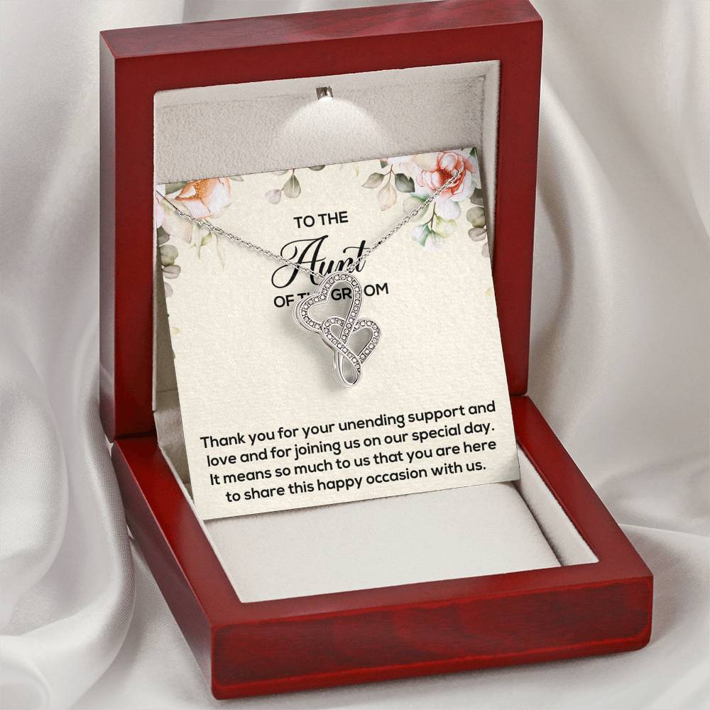 Aunt of the Groom Gifts, Thank You for Your Support, Double Heart Necklace For Women, Wedding Day Thank You Ideas From Groom