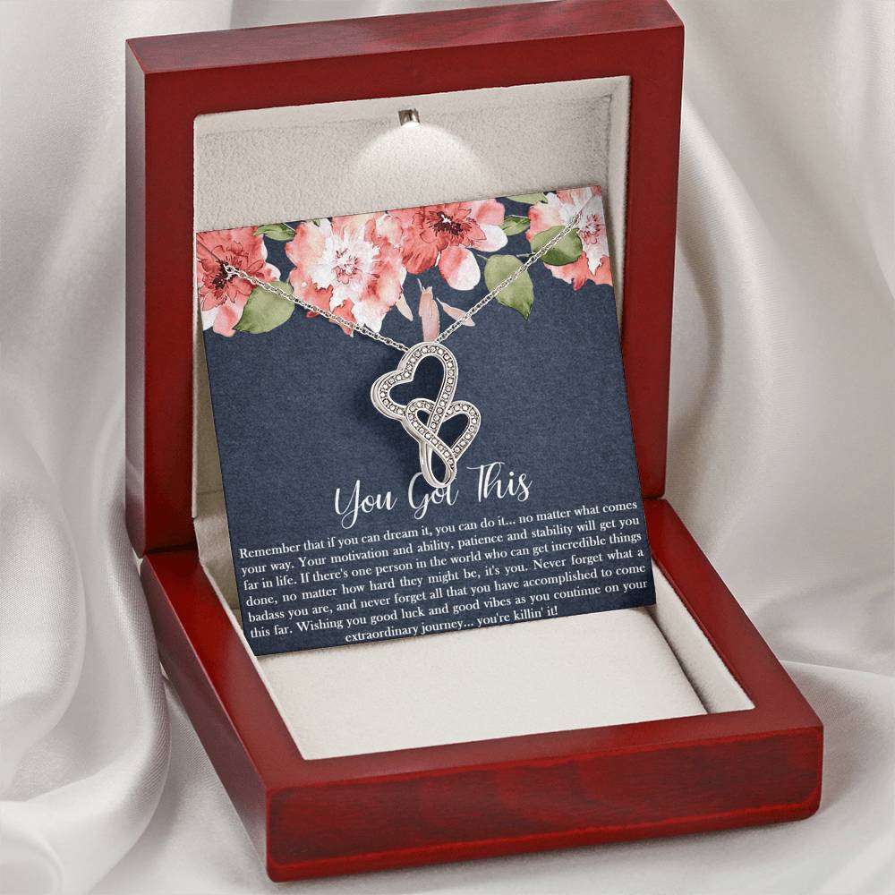 Encouragement Gifts, You Got This, Motivational Double Heart Necklace For Women, Sympathy Inspiration Friendship Present
