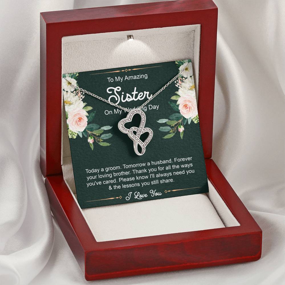 Sister Of The Groom Gifts, Forever Your Loving Brother, Double Heart Necklace For Women, Wedding Day Thank You Ideas From Groom