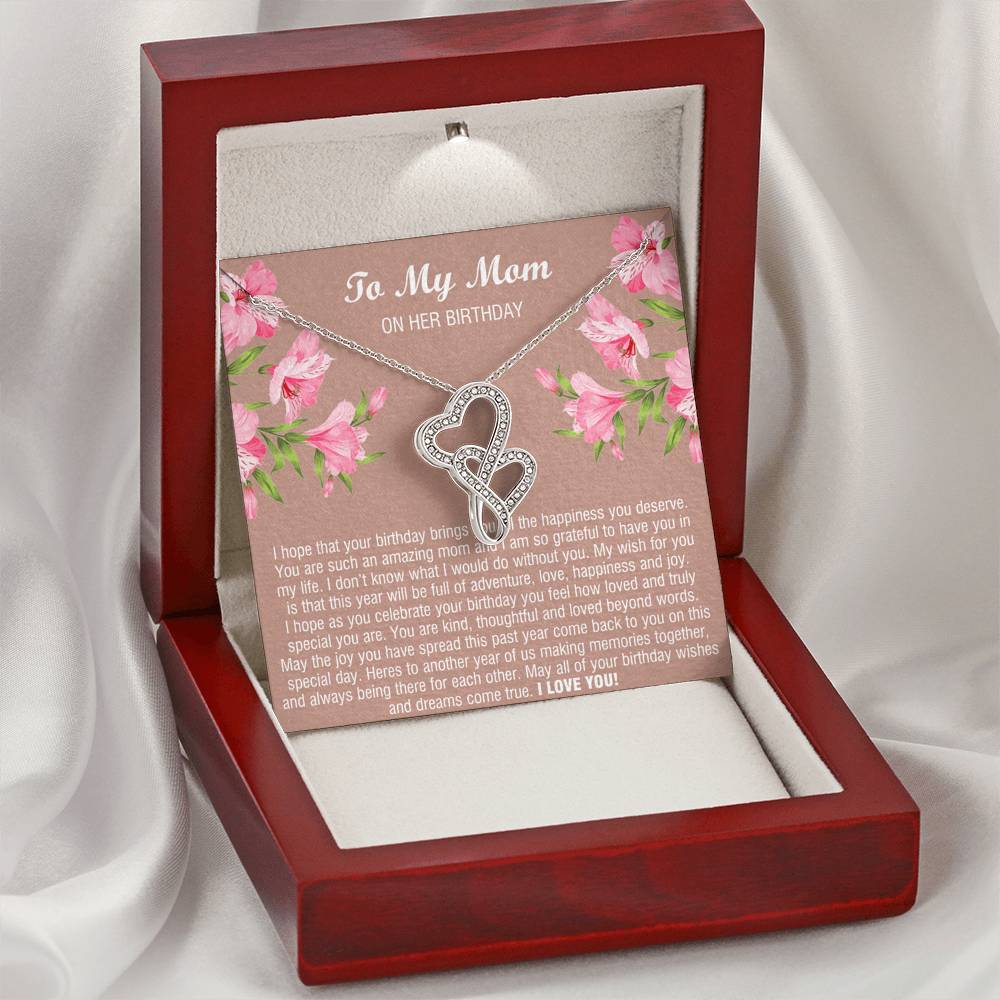 To My Mom Gifts, You Are Amazing, Double Heart Necklace For Women, Birthday Present From Son Daughter