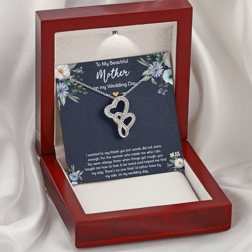 To My Mom of the Bride Gifts, I Wanted To Say Thank You, Double Heart Necklace For Women, Wedding Day Thank You Ideas From Bride