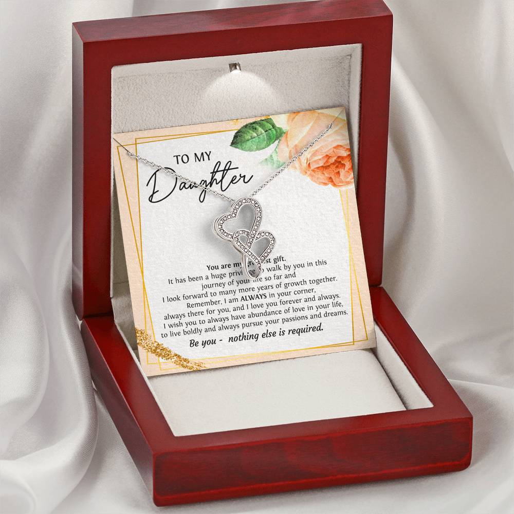 To My Daughter Gifts, You Are My Greatest Gift, Double Heart Necklace For Women, Birthday Present Ideas From Mom Dad