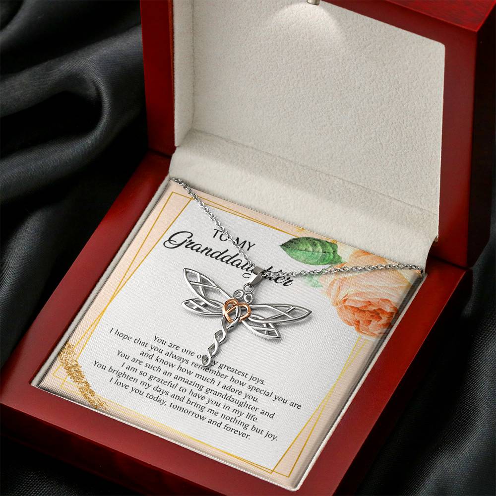 To My Granddaughter Gifts, You Are One Of My Greatest Joys, Dragonfly Necklace For Women, Birthday Present Idea From Grandma Grandpa