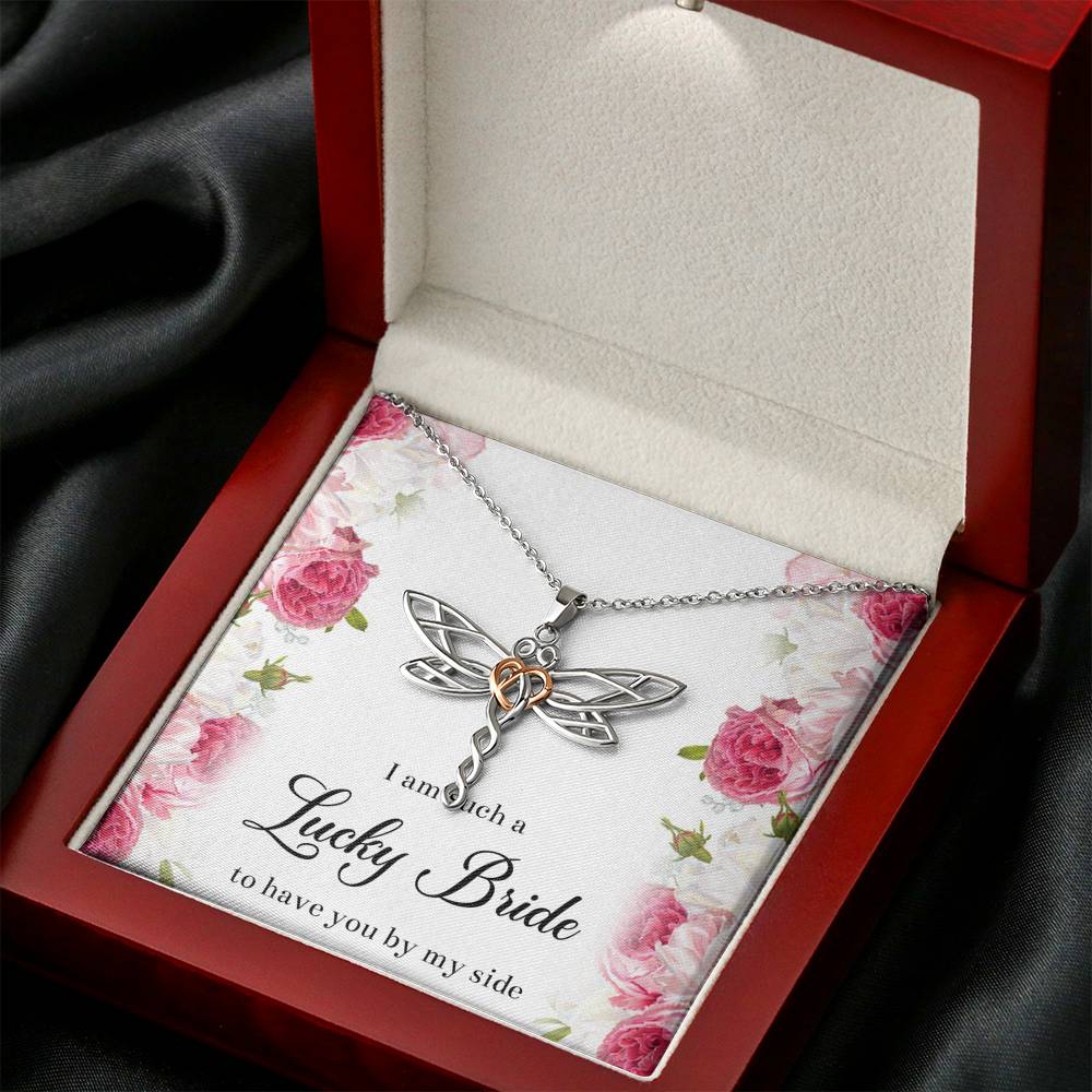 To My Bridesmaid Gifts, I Am Lucky To Have You, Dragonfly Necklace For Women, Wedding Day Thank You Ideas From Bride