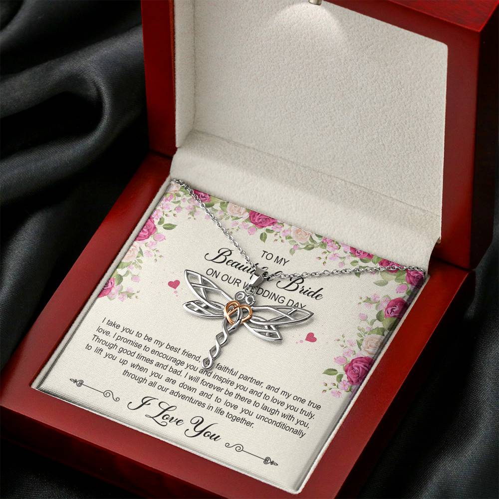 To My Bride Gifts, I Take You To Be My Best Friend , Dragonfly Necklace For Women, Wedding Day Thank You Ideas From Groom