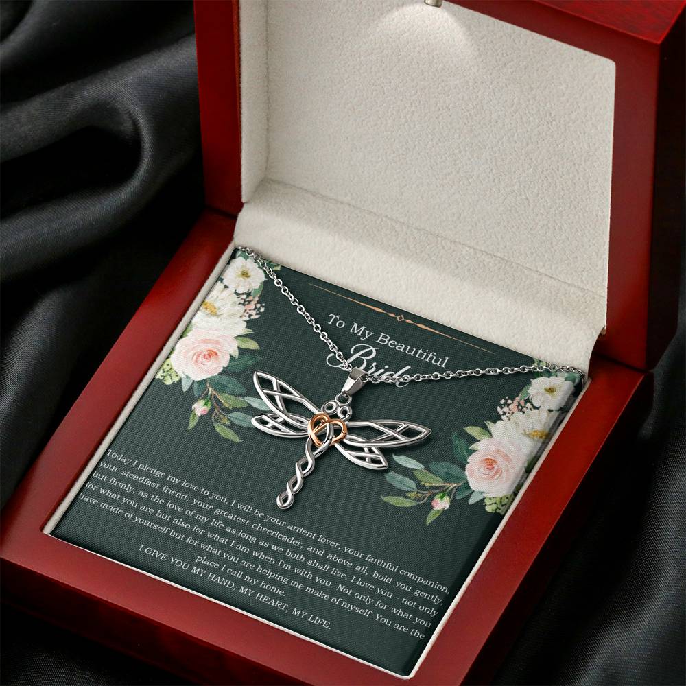 To My Bride Gifts, Today I Pledge My Love To You, Dragonfly Necklace For Women, Wedding Day Thank You Ideas From Groom