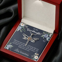 Load image into Gallery viewer, To My Granddaughter Gifts, I&#39;m Always Here For You, Dragonfly Necklace For Women, Birthday Present Idea From Grandma
