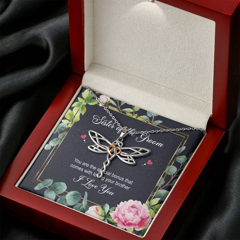 Sister of the Groom Gifts, You Are The Special Bonus, Dragonfly Necklace For Women, Wedding Day Thank You Ideas From Bride