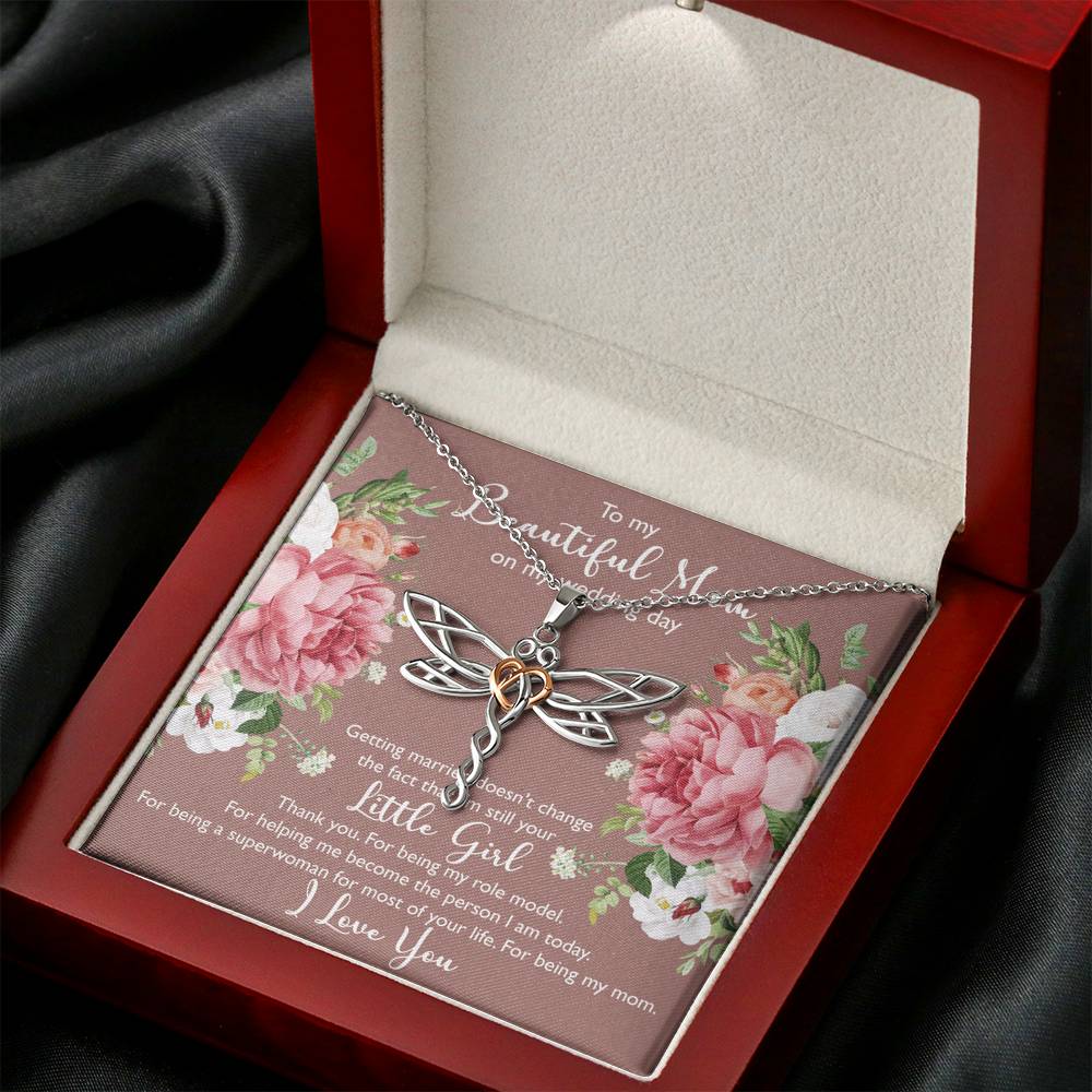To My Mom Gifts, Thank You, Dragonfly Necklace For Women, Wedding Day Thank You Ideas From Daughter