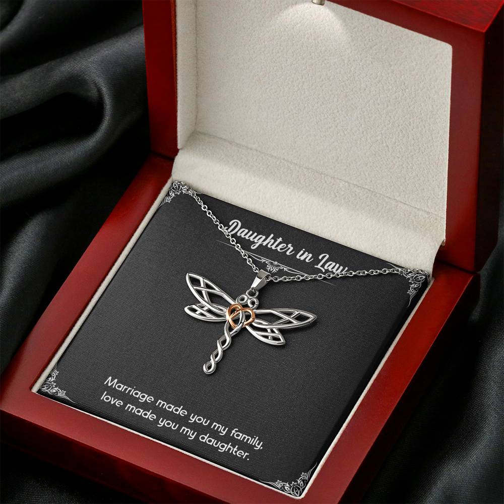 To My Daughter-in-law Gifts, Love Made You My Daughter, Dragonfly Necklace For Women, Birthday Present Idea From Mother-in-law