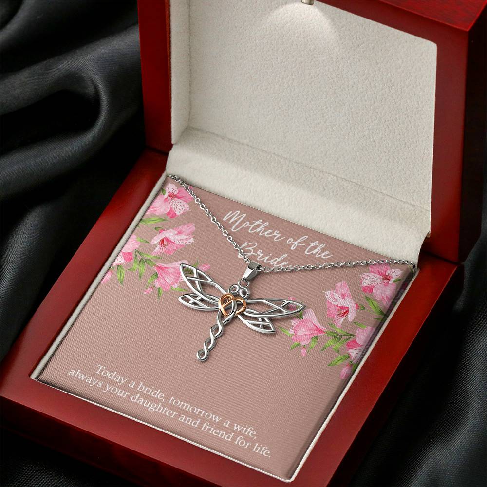 To My Mom of the Bride Gifts, Always Your Daughter, Dragonfly Necklace For Women, Wedding Day Thank You Ideas From Bride