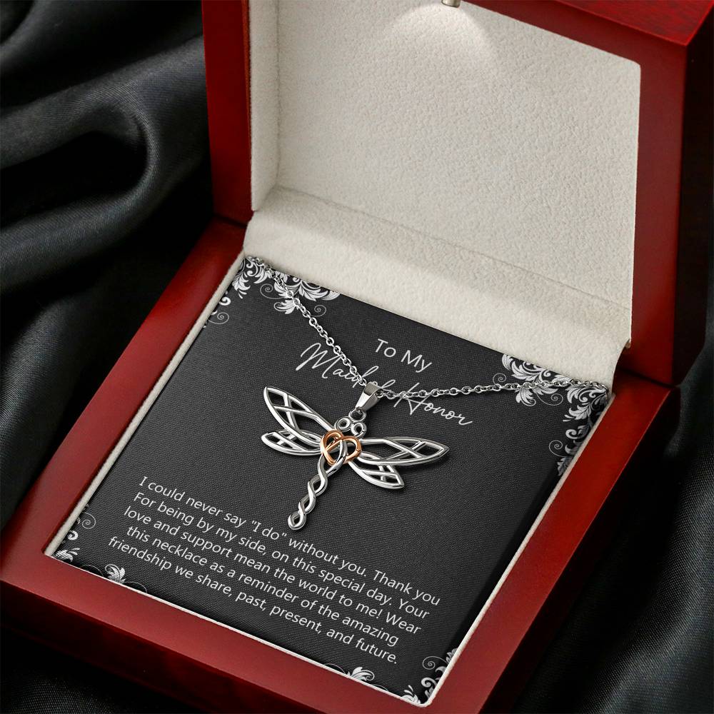 To My Maid Of Honor Gifts, Love And Support, Dragonfly Necklace For Women, Wedding Day Thank You Ideas From Bride