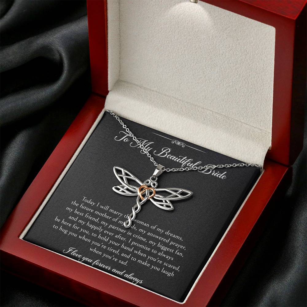 To My Bride Gifts, I Love You Forever And Always, Dragonfly Necklace For Women, Wedding Day Thank You Ideas From Groom