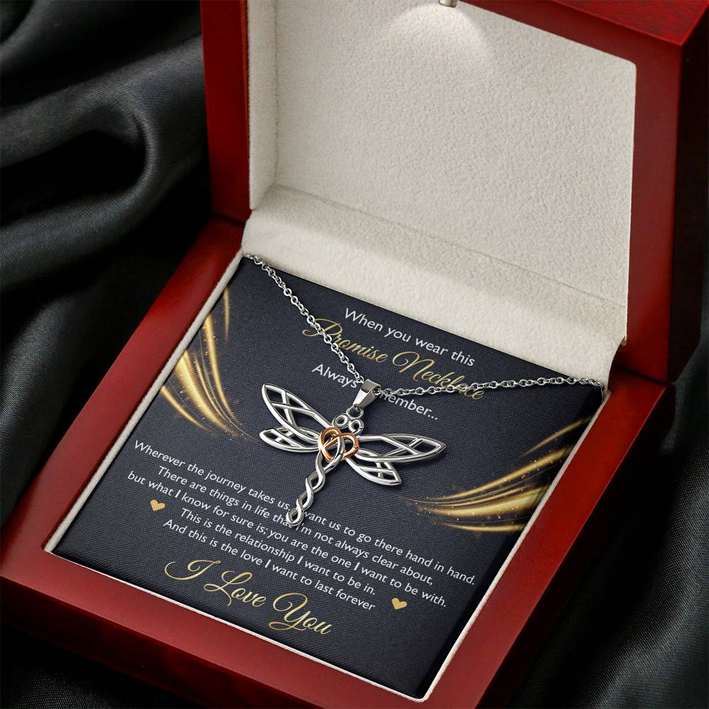 To My Girlfriend, When You Wear This Promise Necklace, Dragonfly Necklace For Women, Anniversary Birthday Gifts From Boyfriend