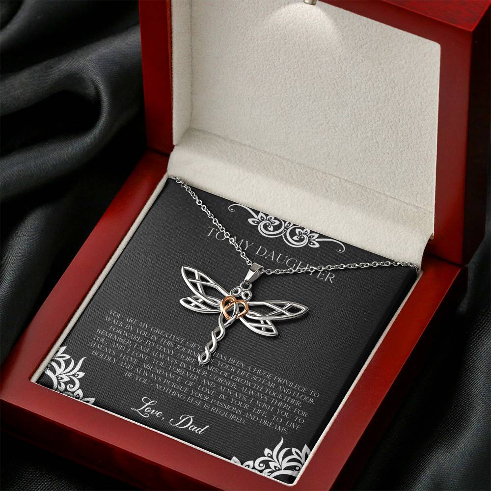 To My Daughter  Gifts, You Are My Greatest Gift, Dragonfly Necklace For Women, Birthday Present Idea From Dad