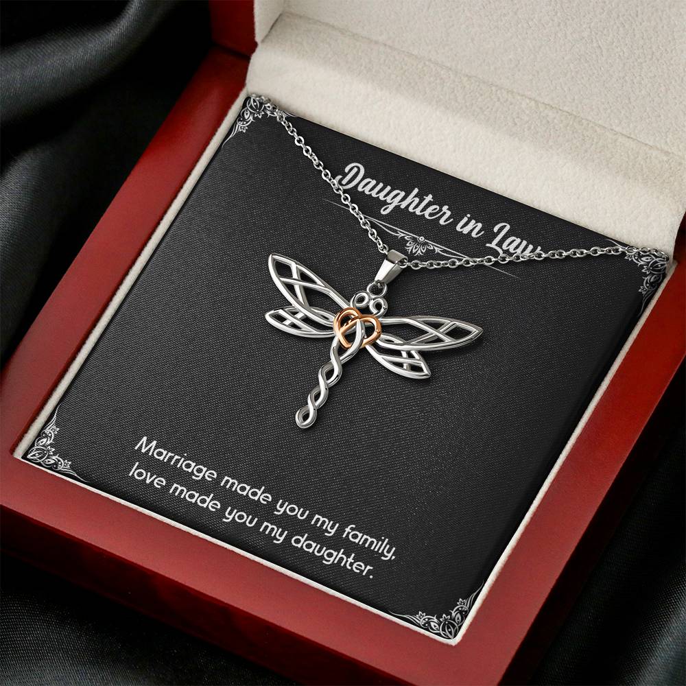 To My Daughter-in-law Gifts, Love Made You My Daughter, Dragonfly Necklace For Women, Birthday Present Idea From Mother-in-law