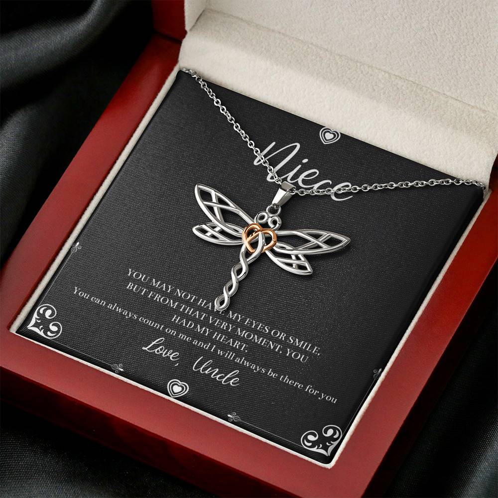 To My Niece  Gifts, You Can Always Count On Me, Dragonfly Necklace For Women, Birthday Present Idea From Uncle