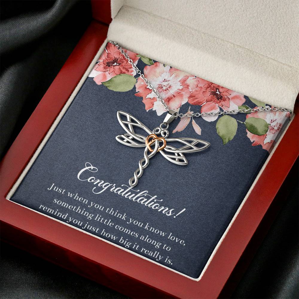 Gift for Expecting Mom, Something Little Comes Along, Mom to Be Dragonfly Necklace For Women, Pregnancy Gift For New Mother