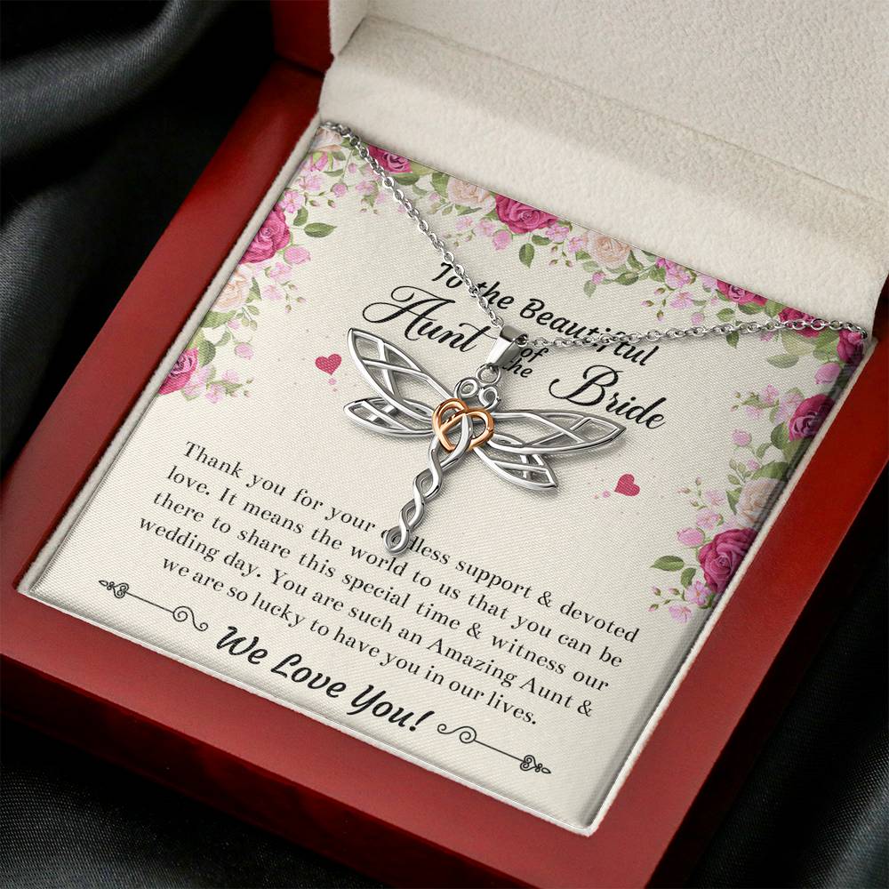To My Aunt of the Bride Gifts, Thank You For Your Support, Dragonfly Necklace For Women, Wedding Day Thank You Ideas From Bride