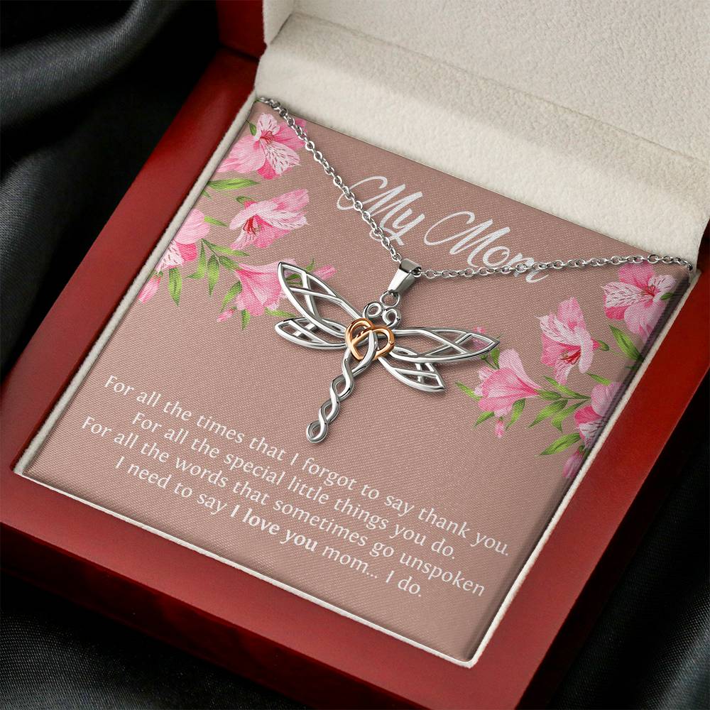 To My Mom Gifts, I Need To Say I Love You, Dragonfly Necklace For Women, Birthday Mothers Day Present From Son Daughter