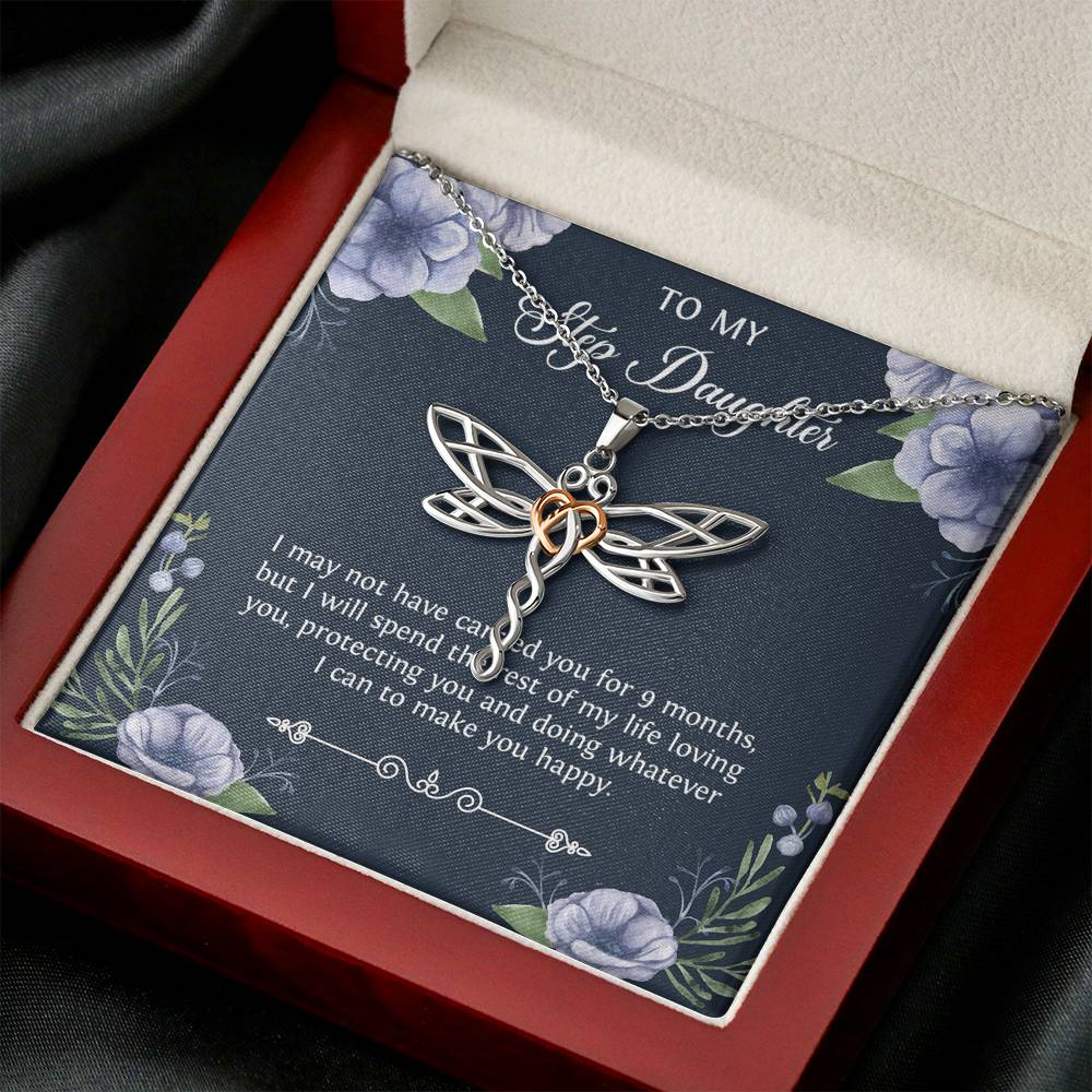To My Stepdaughter Gifts, I May Not Have Carried You For 9 Months, Dragonfly Necklace For Women, Birthday Present Idea From Stepmom