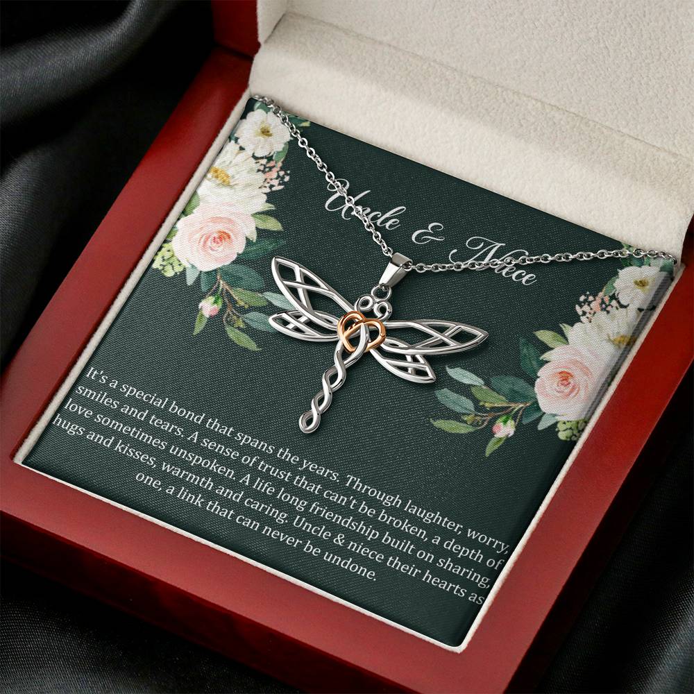 To My Niece Gifts, Special Bond, Dragonfly Necklace For Women, Niece Birthday Present From Uncle