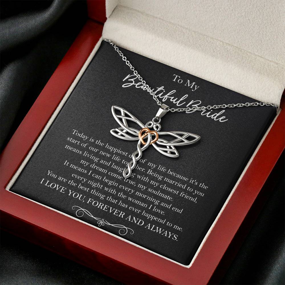 To My Bride Gifts, Happiest Day Of My Life, Dragonfly Necklace For Women, Wedding Day Thank You Ideas From Groom