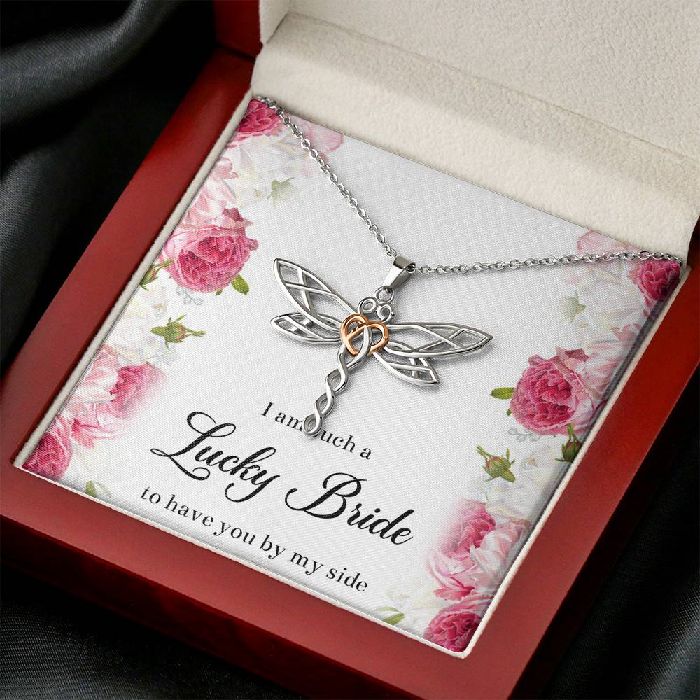 To My Bridesmaid Gifts, I Am Lucky To Have You, Dragonfly Necklace For Women, Wedding Day Thank You Ideas From Bride