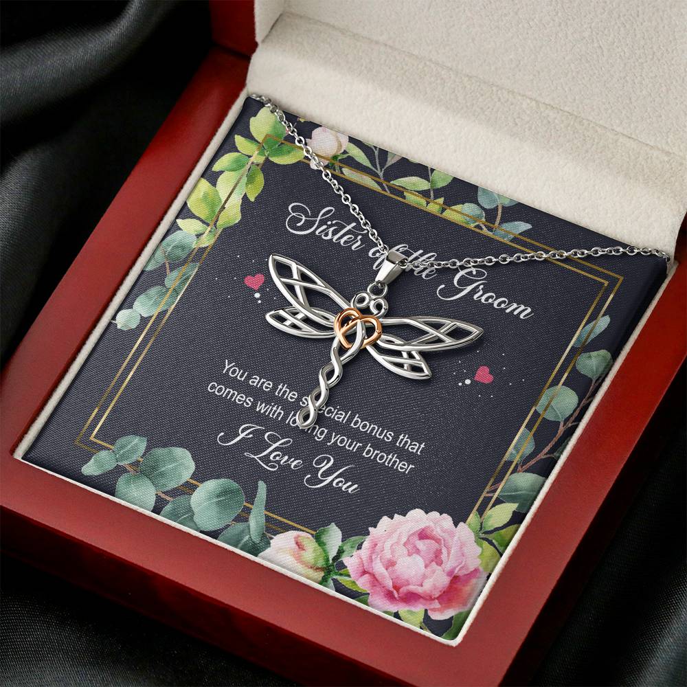Sister of the Groom Gifts, You Are The Special Bonus, Dragonfly Necklace For Women, Wedding Day Thank You Ideas From Bride