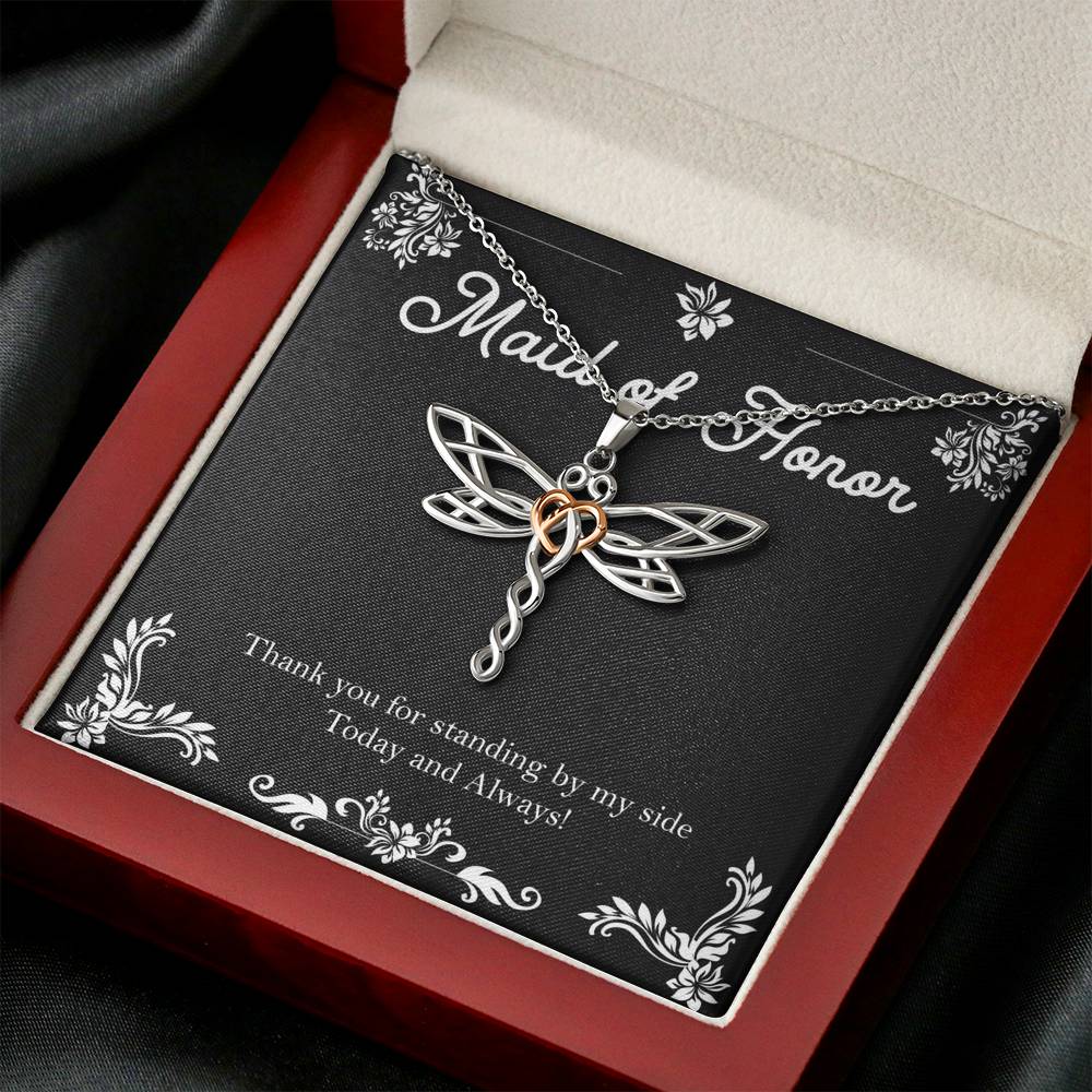 To My Maid Of Honor Gifts, Thank You For Standing By My Side, Dragonfly Necklace For Women, Wedding Day Thank You Ideas From Bride