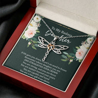 Load image into Gallery viewer, To My Badass Daughter Gifts, If Life Gets You Down, Dragonfly Necklace For Women, Birthday Present Idea From Mom
