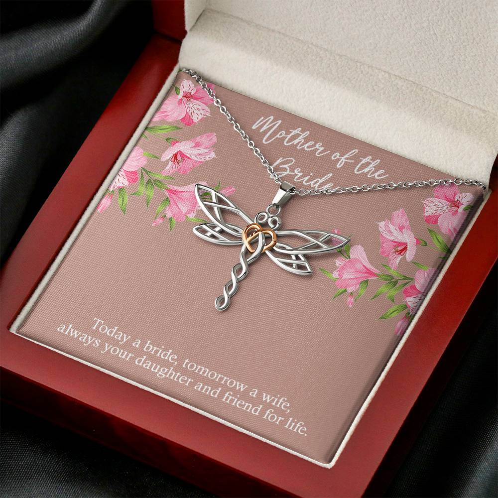 To My Mom of the Bride Gifts, Always Your Daughter, Dragonfly Necklace For Women, Wedding Day Thank You Ideas From Bride
