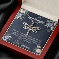 Load image into Gallery viewer, To My Granddaughter Gifts, I&#39;m Always Here For You, Dragonfly Necklace For Women, Birthday Present Idea From Grandma
