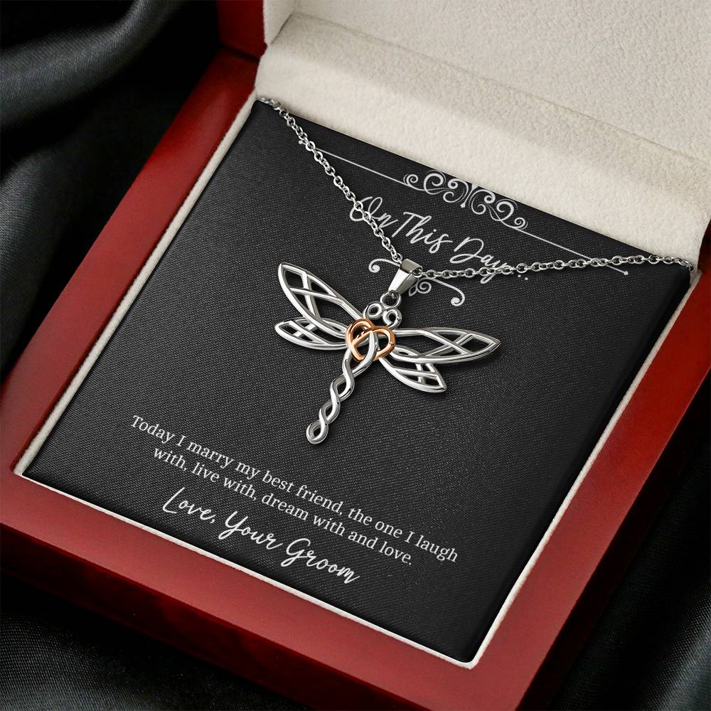 To My Bride  Gifts, I Marry You, Dragonfly Necklace For Women, Wedding Day Thank You Ideas From Groom