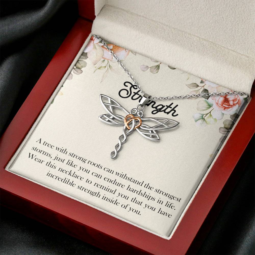 Encouragement Gifts, Strength, Motivational Dragonfly Necklace For Women, Sympathy Inspiration Friendship Present