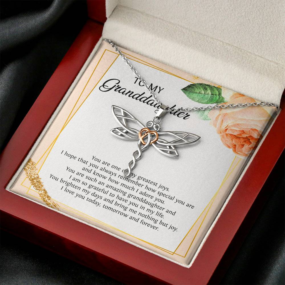 To My Granddaughter Gifts, You Are One Of My Greatest Joys, Dragonfly Necklace For Women, Birthday Present Idea From Grandma Grandpa
