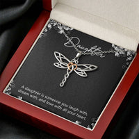 Load image into Gallery viewer, To My Daughter Gifts, A Daughter Is Someone You Laugh With, Dragonfly Necklace For Women, Birthday Present Idea From Mom
