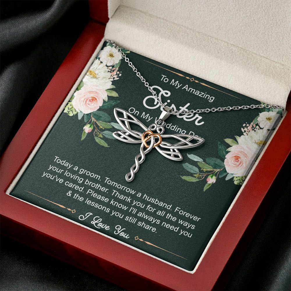 Sister Of The Groom Gifts, Forever Your Loving Brother, Dragonfly Necklace For Women, Wedding Day Thank You Ideas From Groom