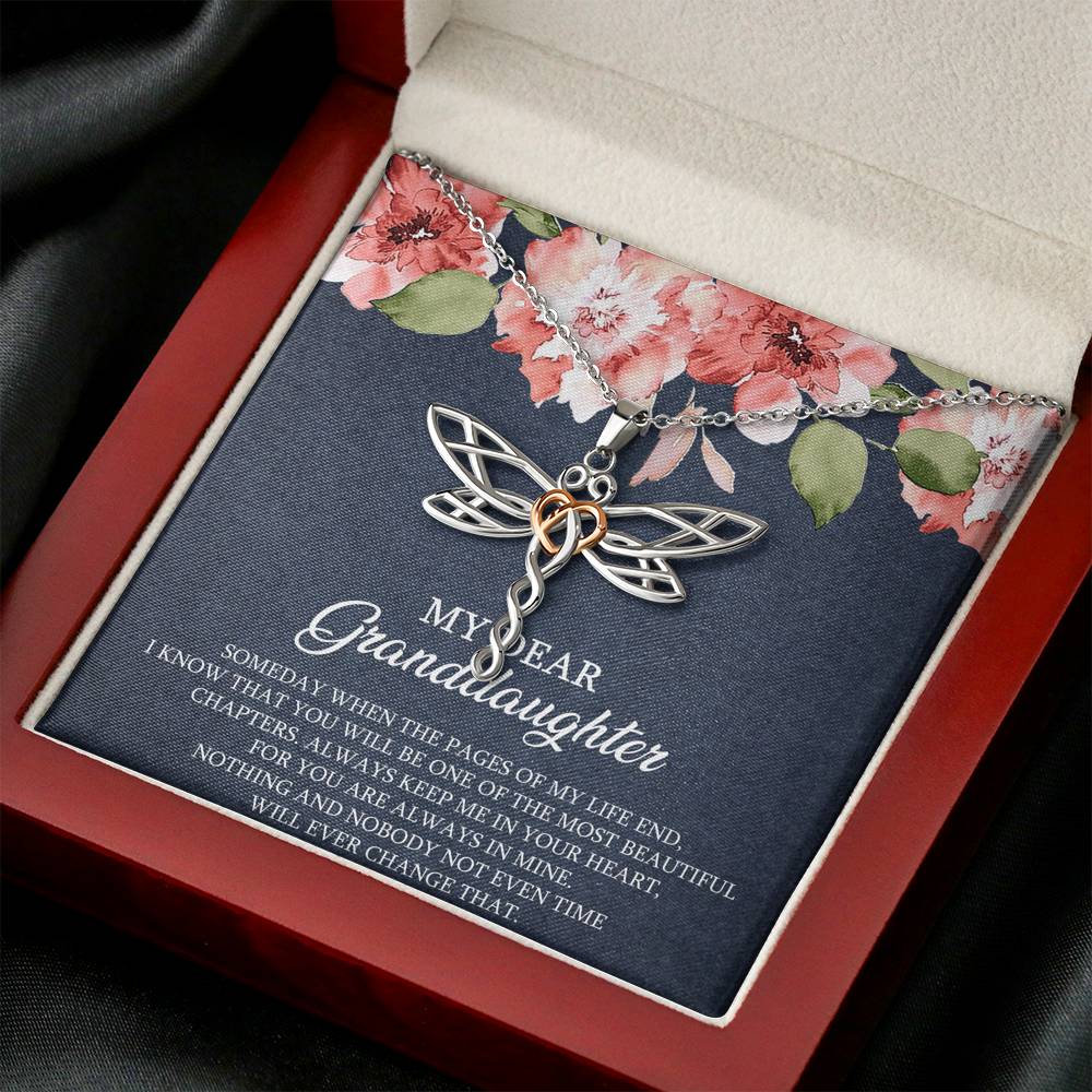 To My Granddaughter Gifts, Someday When The Pages Of My Life End, Dragonfly Necklace For Women, Birthday Present Idea From Grandma Grandpa