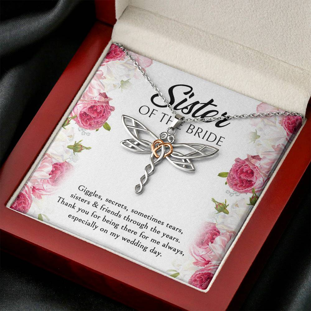 Sister of the Bride Gifts, Thanks For Being There, Dragonfly Necklace For Women, Wedding Day Thank You Ideas From Bride