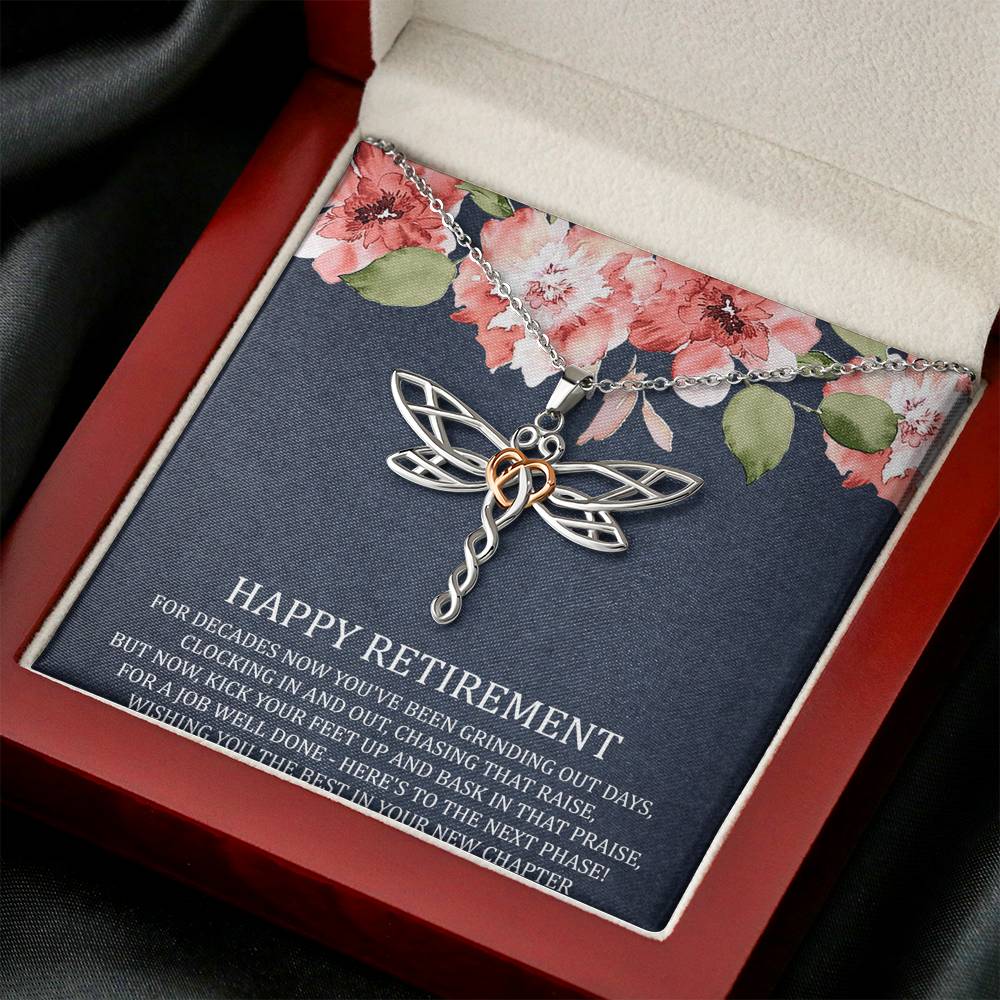Retirement Gifts, Job Well Done, Happy Retirement Dragonfly Necklace For Women, Retirement Party Favor From Friends Coworkers