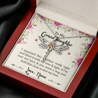 Load image into Gallery viewer, To My Granddaughter Gifts, Filled With My Love and Light, Dragonfly Necklace For Women, Birthday Present Idea From Nana
