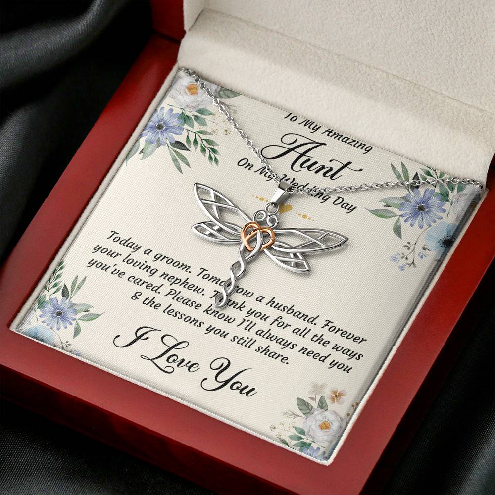Aunt of the Groom Gifts, Forever Your Nephew, Dragonfly Necklace For Women, Wedding Day Thank You Ideas From Groom