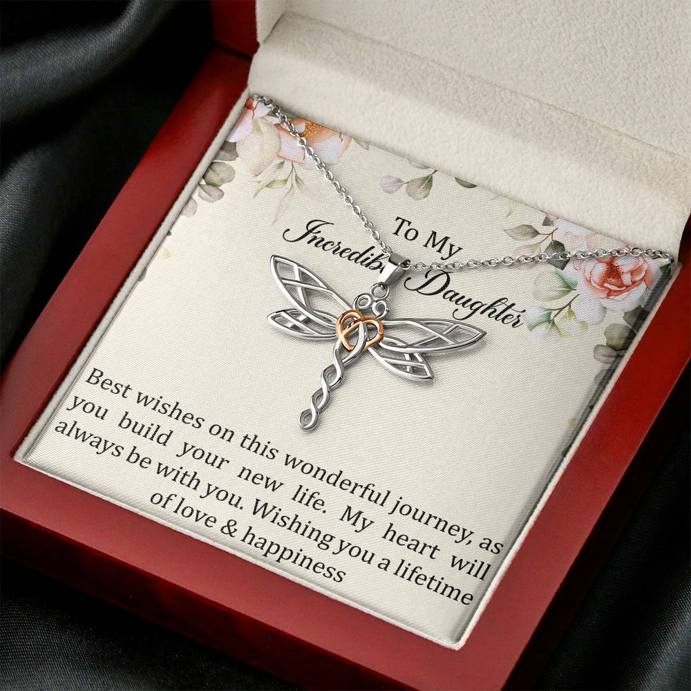 To My Bride  Gifts, Best Wishes, Dragonfly Necklace For Women, Wedding Day Thank You Ideas From Mom